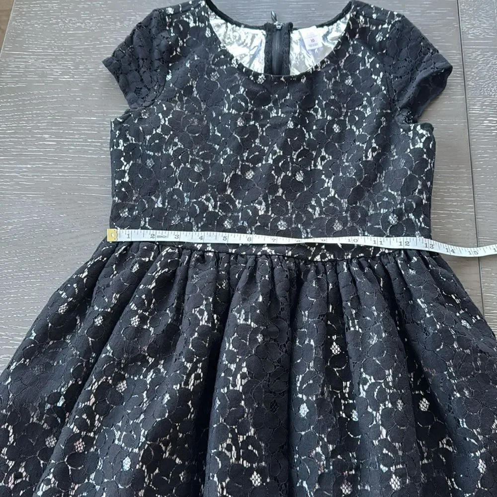 Justice Girl’s Size 10 Black Silver Dress Casual Formal Special Wear Lace EUC